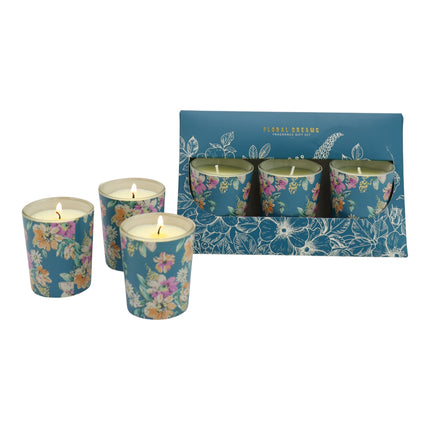 Floral dreams Glass Jar Candle Gift Set with Triangle Box SS51016-32 (12Pack)