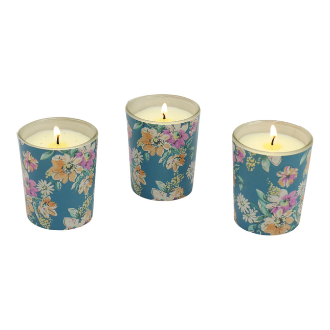 Floral dreams Glass Jar Candle Gift Set with Triangle Box SS51016-32 (3Pack)
