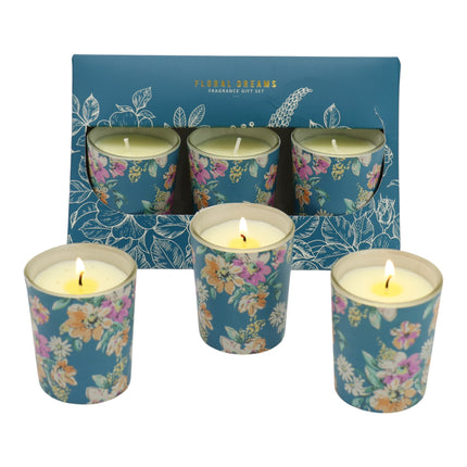 Floral dreams Glass Jar Candle Gift Set with Triangle Box SS51016-32 (12Pack)
