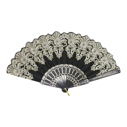 Colorful Gold Floral Glitter Handheld Folding Fan FN161AA (12PC)