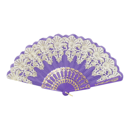 Colorful Gold Floral Glitter Handheld Folding Fan FN161AA (12PC)