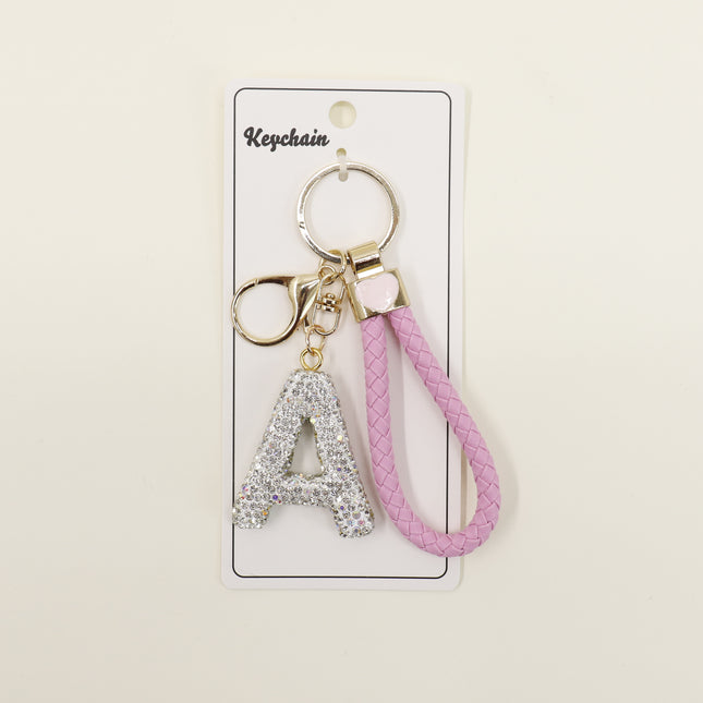Rhinestone Alphabet Initial Letter Key Chain SS51011-40 (12PC)