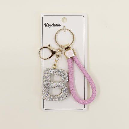 Rhinestone Alphabet Initial Letter Key Chain SS51011-40 (12PC)