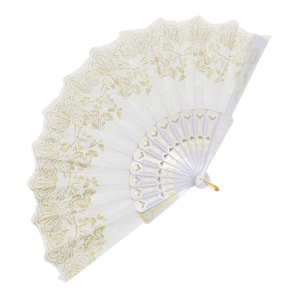 Colorful Butterfly Floral Glitter Handheld Folding Fan FNSZ-01 (12PC)