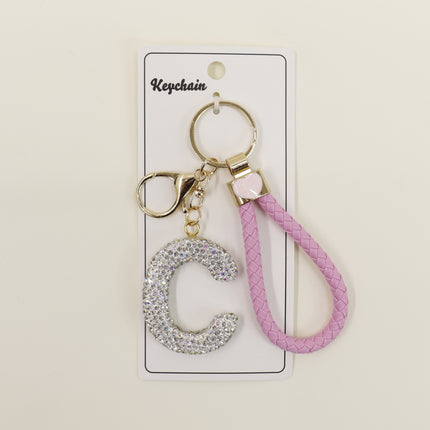 Rhinestone Alphabet Initial Letter Key Chain SS51011-40 (12PC)