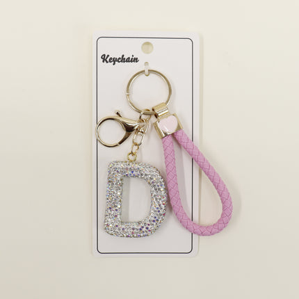 Rhinestone Alphabet Initial Letter Key Chain SS51011-40 (12PC)