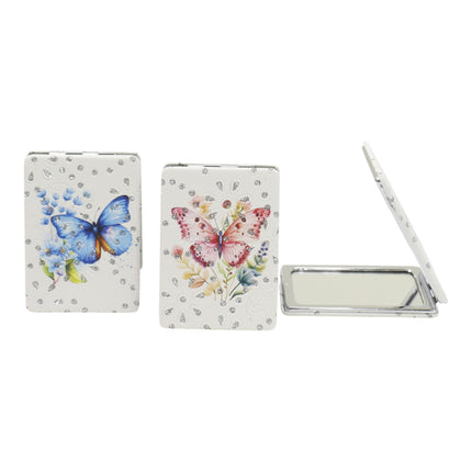 Butterfly Floral Rectangular Glitter Compact Makeup Mirror JM6423-16 (12PC)