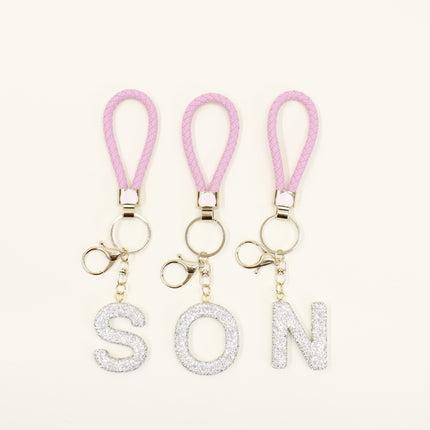 Rhinestone Alphabet Initial Letter Key Chain SS51011-40 (12PC)