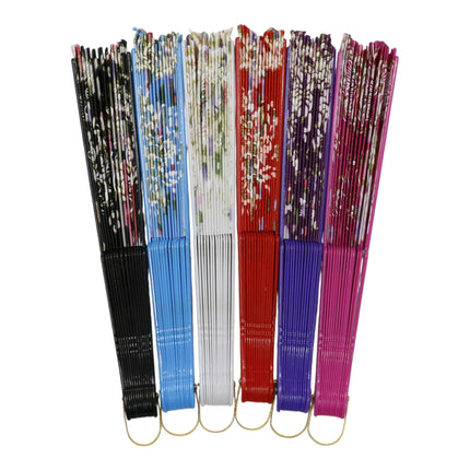 Gold Glitter Floral Colorful Hand Held Folding Fan JF6323-10 (12PC)