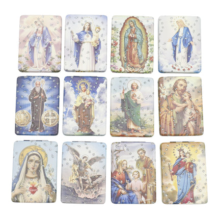 Religious Rectangular Glitter Compact Makeup Mirror JM6423-2 (12PC)