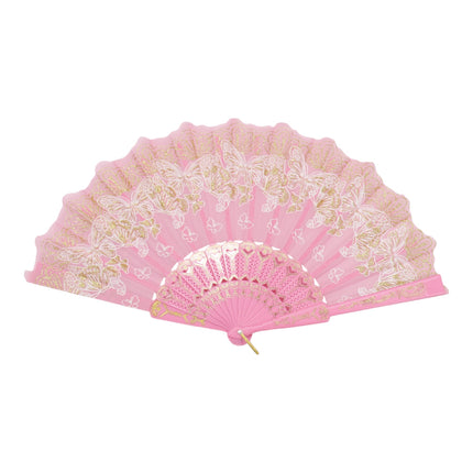 Colorful Butterfly Floral Glitter Handheld Folding Fan FNSZ-01 (12PC)