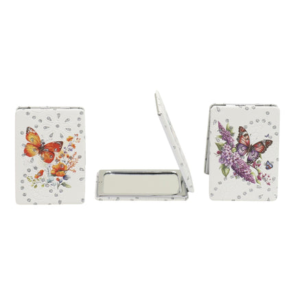 Butterfly Floral Rectangular Glitter Compact Makeup Mirror JM6423-16 (12PC)