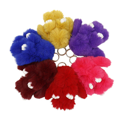 Cut Rabbit Pom Pom Keychain KC0225-5 (12PC)
