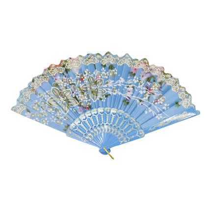 Gold Glitter Floral Colorful Hand Held Folding Fan JF6323-10 (12PC)