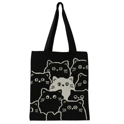 Cute Cat Pattern Knitted Tote Shoulder Bag JB6711-1 (12PC)
