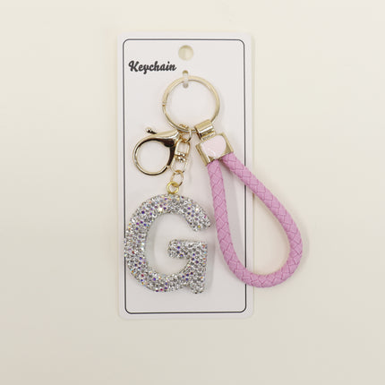 Rhinestone Alphabet Initial Letter Key Chain SS51011-40 (12PC)