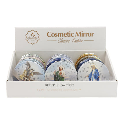Religious Glitter Circular Compact Makeup Mirror JM6423-1 (12PC)