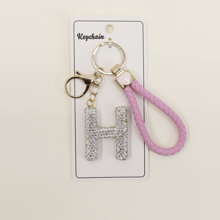 Rhinestone Alphabet Initial Letter Key Chain SS51011-40 (12PC)