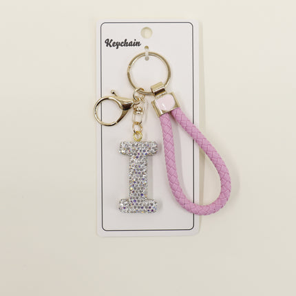 Rhinestone Alphabet Initial Letter Key Chain SS51011-40 (12PC)