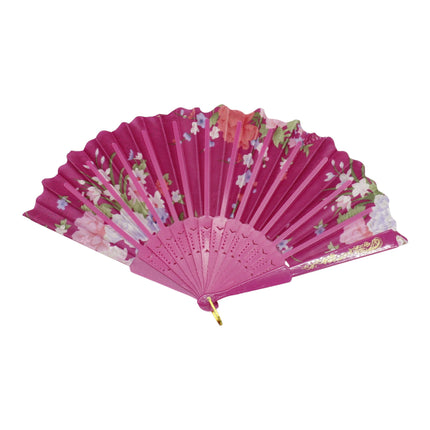 Gold Glitter Floral Colorful Hand Held Folding Fan JF6323-10 (12PC)