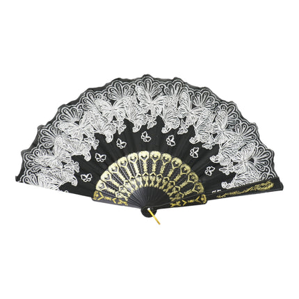 Butterfly Floral Glitter Handheld Folding Fan FNSZ09 (12PC)