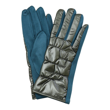 Women's Metallic Quilted Puffer Texting Gloves GL6830-16 (12PAIR)