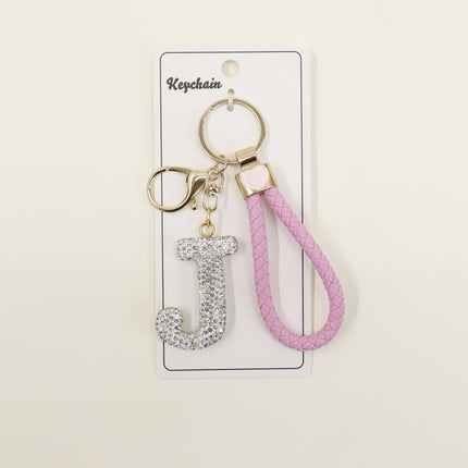 Rhinestone Alphabet Initial Letter Key Chain SS51011-40 (12PC)