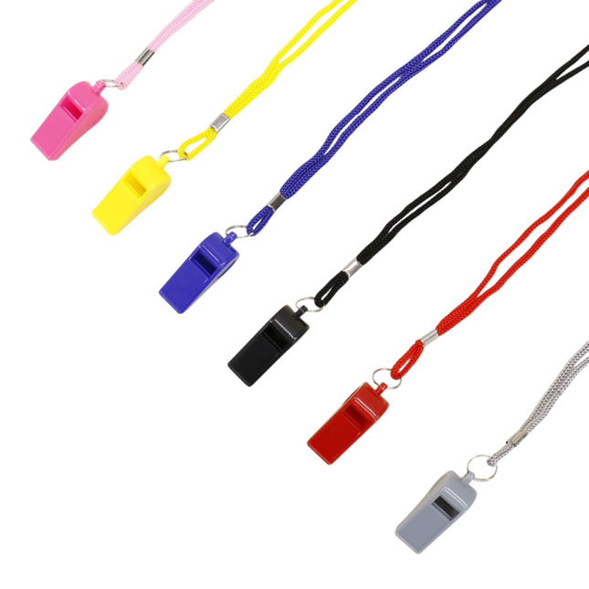 Plastic Referee Whistle With LanyardJM6122- 2 (12PC)