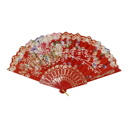 Gold Glitter Floral Colorful Hand Held Folding Fan JF6323-10 (12PC)