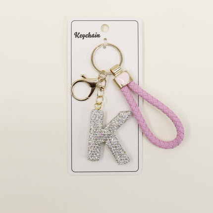 Rhinestone Alphabet Initial Letter Key Chain SS51011-40 (12PC)