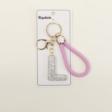 Rhinestone Alphabet Initial Letter Key Chain SS51011-40 (12PC)