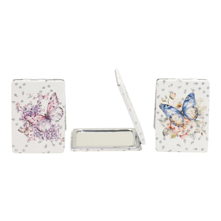 Butterfly Floral Rectangular Glitter Compact Makeup Mirror JM6423-16 (12PC)