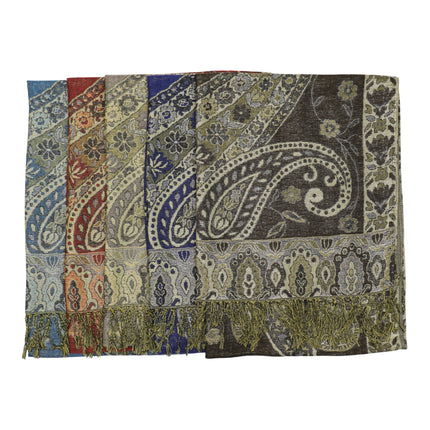 Metallic Pashmina Paisley Pattern SCF3719-30 (12PC)