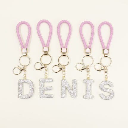 Rhinestone Alphabet Initial Letter Key Chain SS51011-40 (12PC)