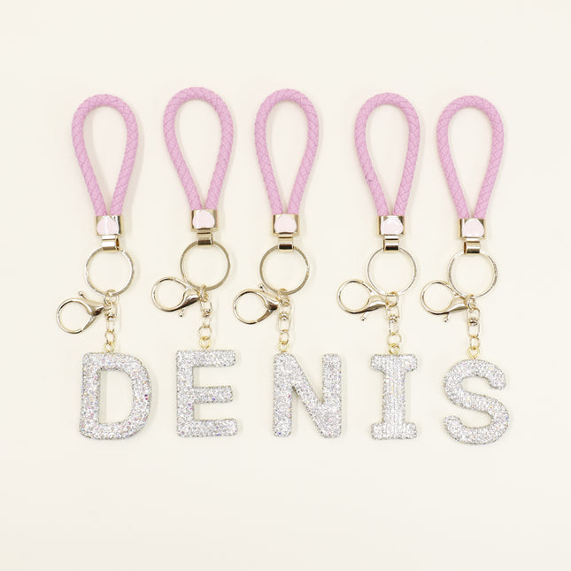 Rhinestone Alphabet Initial Letter Key Chain SS51011-40 (12PC)