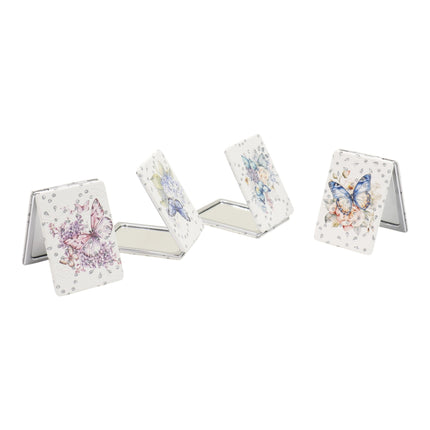 Butterfly Floral Rectangular Glitter Compact Makeup Mirror JM6423-16 (12PC)