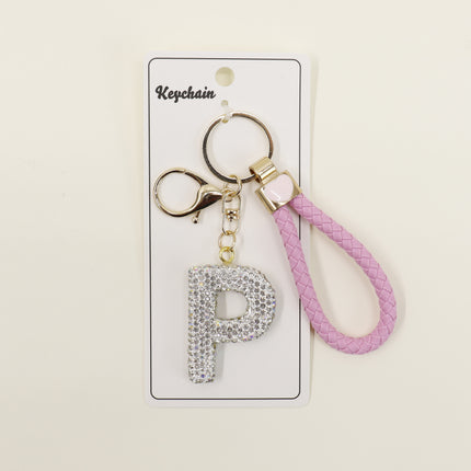Rhinestone Alphabet Initial Letter Key Chain SS51011-40 (12PC)