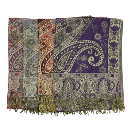 Metallic Pashmina Paisley Pattern SCF3719-30 (12PC)