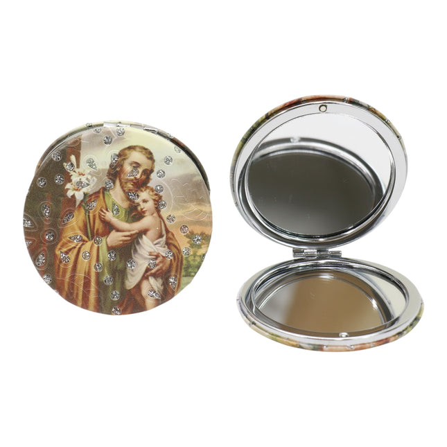 Religious Glitter Circular Compact Makeup Mirror JM6423-1 (12PC)