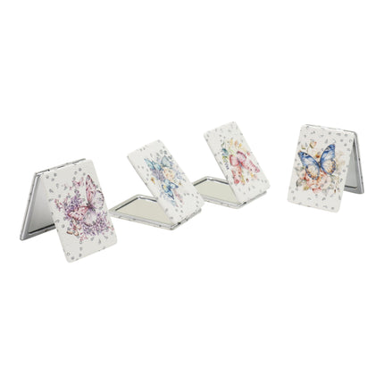 Butterfly Floral Rectangular Glitter Compact Makeup Mirror JM6423-16 (12PC)
