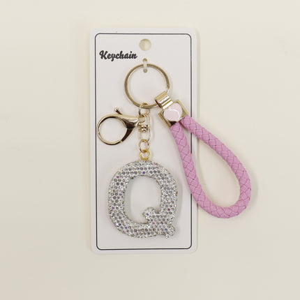 Rhinestone Alphabet Initial Letter Key Chain SS51011-40 (12PC)