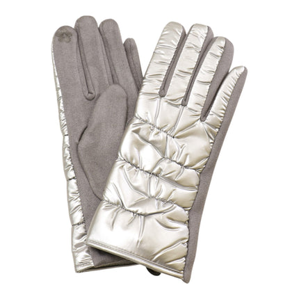 Women's Metallic Quilted Puffer Texting Gloves GL6830-16 (12PAIR)