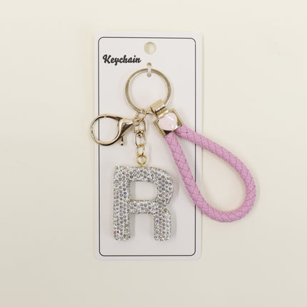 Rhinestone Alphabet Initial Letter Key Chain SS51011-40 (12PC)