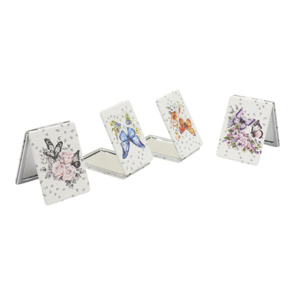 Butterfly Floral Rectangular Glitter Compact Makeup Mirror JM6423-16 (12PC)