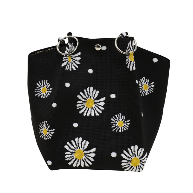 Daisy Pattern Cord Strap Knitted Tote  Bag SS51118-34 (12PC)