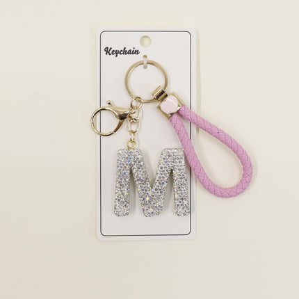 Rhinestone Alphabet Initial Letter Key Chain SS51011-40 (12PC)