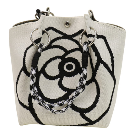 Magnolia Flower Pattern Cord Strap Knitted Tote Bag JB6122-5 (12PC)
