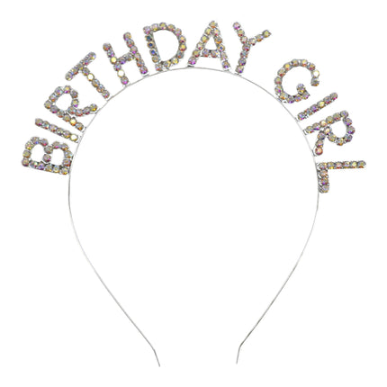 Iron Alloy Rhinestone Birthday Girl Headband HB089 (12PC)