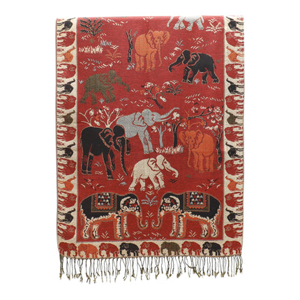 Metallic Pashmina Elephant Pattern SCF5923-1 (12pc)