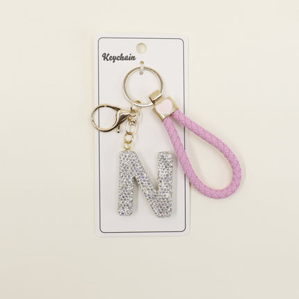 Rhinestone Alphabet Initial Letter Key Chain SS51011-40 (12PC)